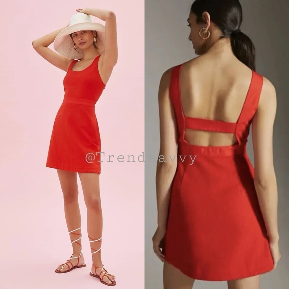 Anthropologie Maeve Red Cutout Back Mini Dress Plus Size 14 Sleeveless NWT
